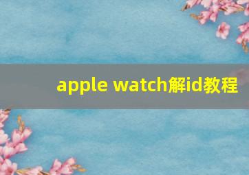 apple watch解id教程